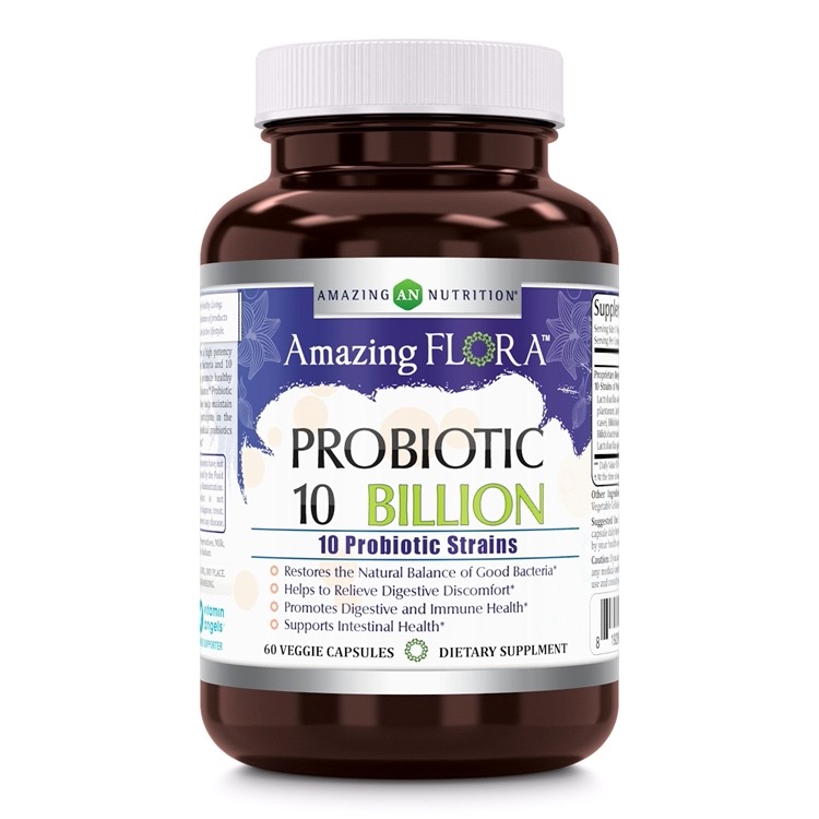 Amazing Nutrition Amazing Flora Probiotic 10 Strains 10 Billion 60 capvegi
