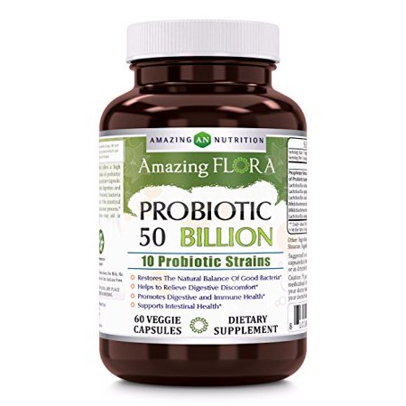 Amazing Nutrition Amazing Flora USDA Certified Organic Probiotic 25 Billion 13 Probiotic Strains 60 tablet