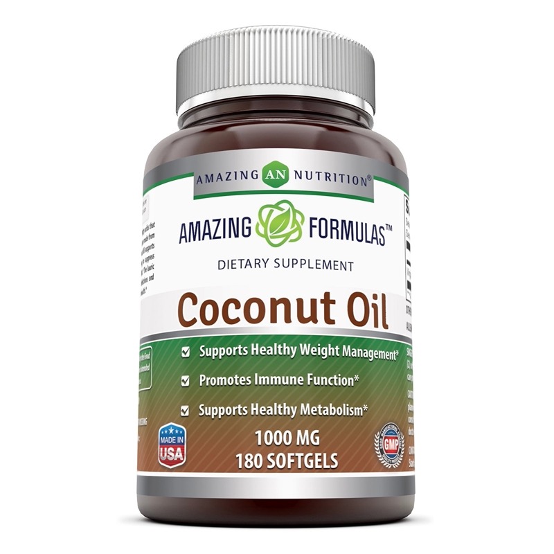 Amazing Nutrition Amazing Formulas Extra Virgin Coconut Oil 1000 mg 180 softgel