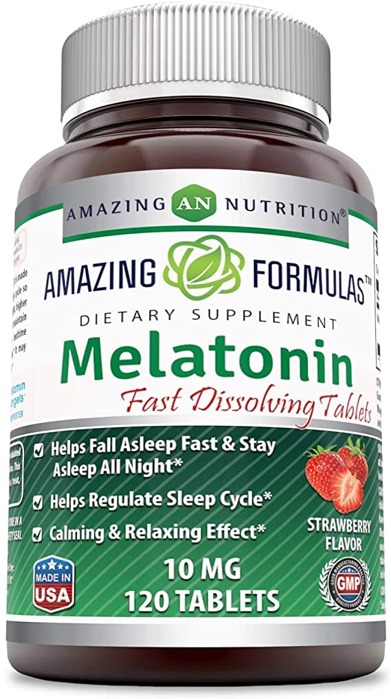 Amazing Nutrition Amazing Formulas Melatonin Quick Dissolve 10 mg Strawberry 120 tablet