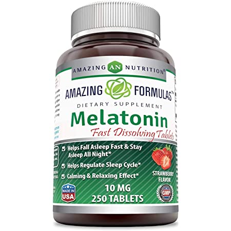 Amazing Nutrition Amazing Formulas Melatonin Quick Dissolve 10 mg Strawberry 250 tablet