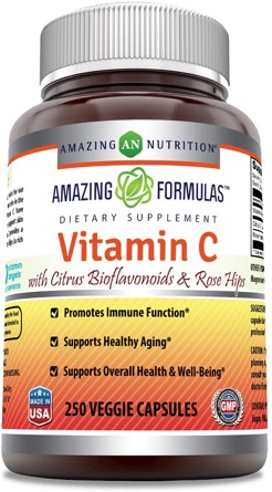 Amazing Nutrition Amazing Formulas Vitamin C (Ascorbic Acid) 1000 mg w/ Rose Hips & Citrus Bioflavonoids 250 capvegi