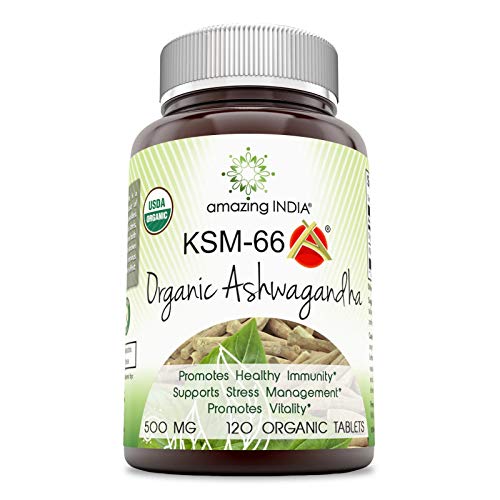 Amazing Nutrition Amazing India Organic KSM66 Ashwagandha 500 mg 120 tablet