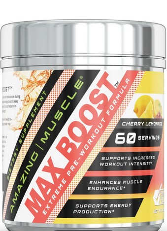 Amazing Nutrition Amazing Muscle Max Boost Advanced Pre-Workout Formula Cherry Lemonade 459 gm