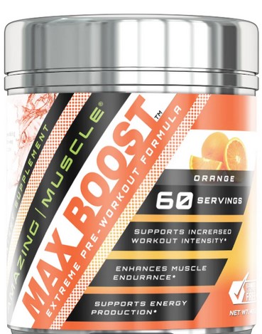 Amazing Nutrition Amazing Muscle Max Boost Advanced Pre-Workout Formula Orange 450 gm