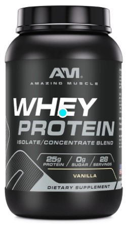 Amazing Nutrition Amazing Muscle Whey Protein Isolate & Concentrate Vanilla 2 lb