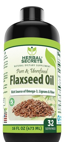 Amazing Nutrition Herbal Secrets Organic Flaxseed Oil 16 ounce