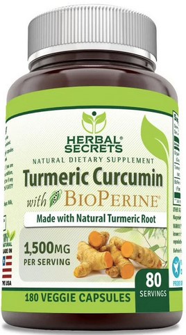 Amazing Nutrition Herbal Secrets Turmeric Curcumin w/ Bioperine 1500 mg 180 capvegi