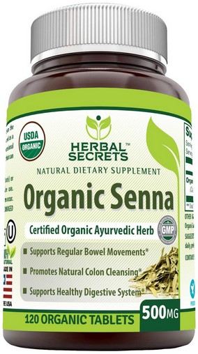 Amazing Nutrition Herbal Secrets USDA Certified Organic Senna 500 mg 120 tablet-UNAVAILABLE