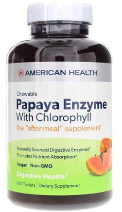 American Health Papaya Enzyme w/Chlorophyll Chewable 600 tabs