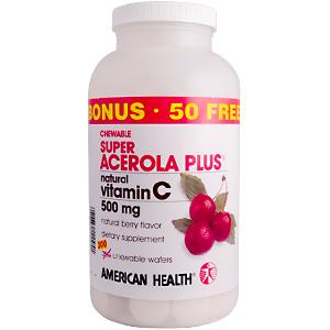 American Health Super Acerola 500mg Bonus 250+50 wafersTEMPORARELY UNAVAILABLE