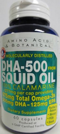 Amino Acid & Botanical Supply Dha-500 Squid Oil 60 cap
