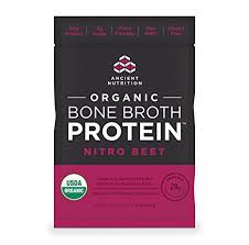 Ancient Nutrition - Organic Bone Broth Protein - Nitro Beet Packet Tray 12 Servings