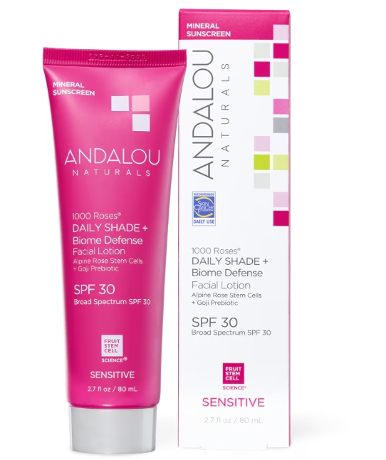 Andalou Naturals - 1000 Roses Daily Shade + Biome Defense SPF 30 2.7 ounce