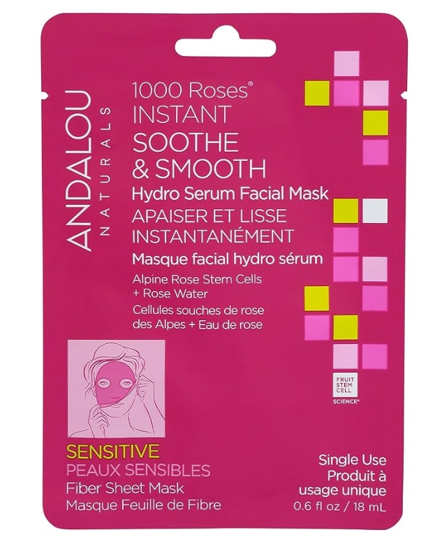 Andalou Naturals - 1000 Roses Instant Sooth & Smooth Sheet Mask 0.6 ounce
