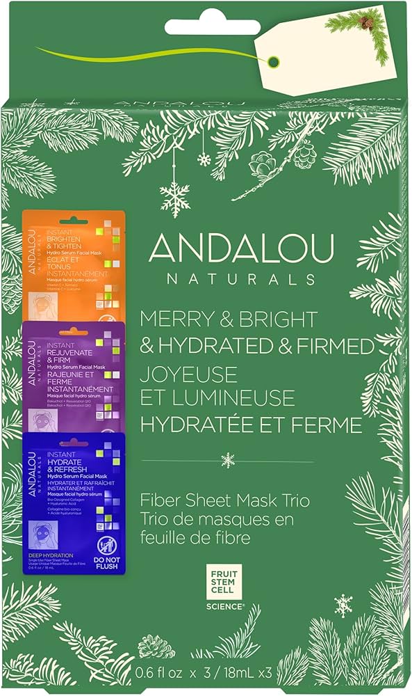 Andalou Naturals - Hydro Serum Facial Sheet Mask Trio Holiday Gift Set 3 pc