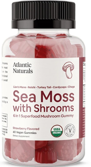 Atlantic Naturals Sea Moss with Shrooms Gummy - Strawberry Flavor 60 Pc