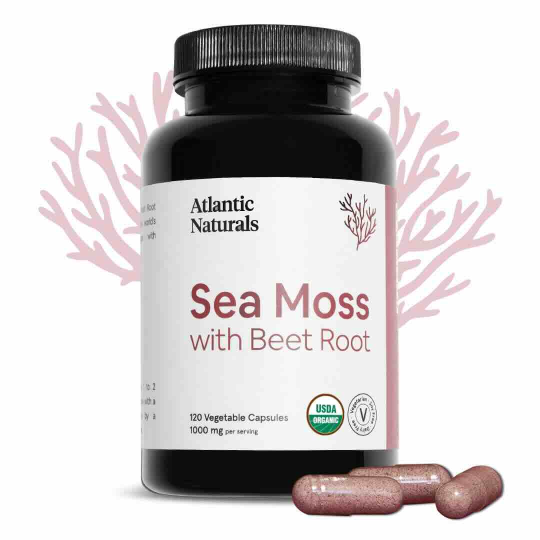 Atlantic Naturals Superfood Sea Moss with Beet Root 1000mg 120 Caps