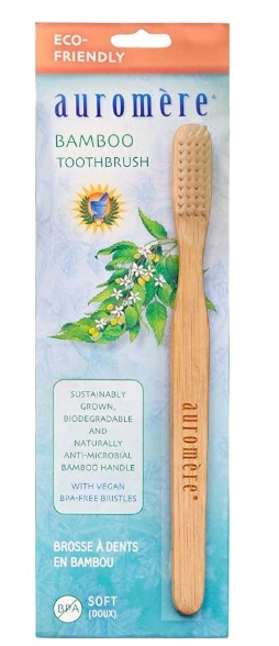 Auromere Bamboo Toothbrush -  Eco - Friendly - Vegan Sustainably Grown , with Soft Bristles