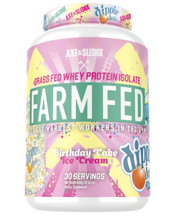 Axe & Sledge Farm Fed (Grass Fed 100% Isolate w/ Digesorb) 30serv Dippin Dots Birthday Cake