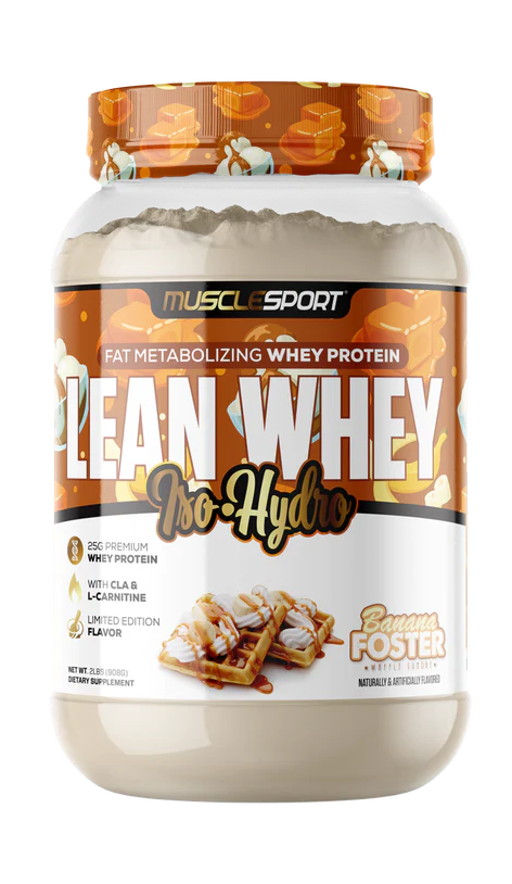 Muscle Sport Lean Whey Iso-Hydro 2pnds 26Serv Banana Foster Waffle Sundae
