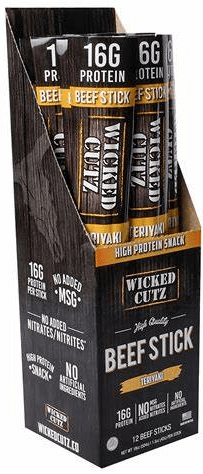 Wicked Cutz Beef Stick Teriyaki 15g Protein 12 Stx