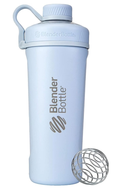 BlenderBottle Radian Shaker Cup Insulated Stainless Steel Water Bottle with Wire Whisk, 26-Ounce Color Artic Blue