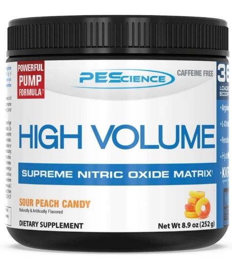 PEScience High Volume Non - Stim Nitric Oxide Powder 18 Servings Sour Peach Candy