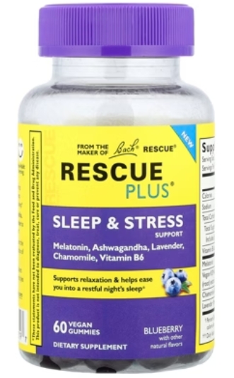 Bach Flower Essences Rescue Plus Sleep & Stress Gummies Blueberry Flavor 60 Gummies