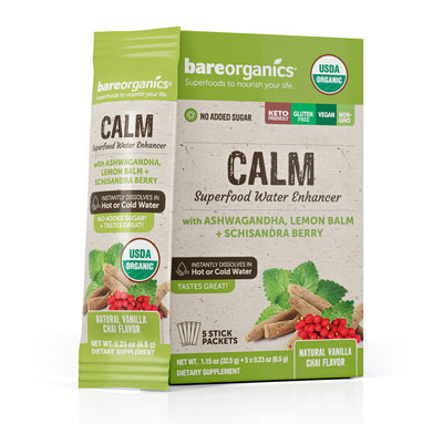 Bare Organics Calm Blend Superfood Water Enhancer Stick Packets 5 ct.-OUT OF STOCK