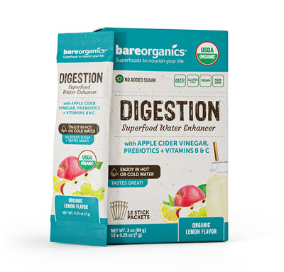 Bare Organics Digestive Health Blend Superfood Water Enhancer Stick Packets 12 ct