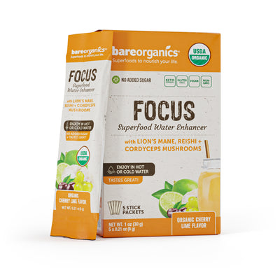 Bare Organics Focus Blend Superfood Water Enhancer Stick Packets 5 ct-OUT OF STOCK