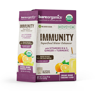 Bare Organics Immunity Blend Superfood Water Enhancer Stick Packets 12 ct-OUT OF STOCK