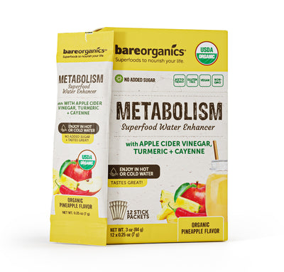 Bare Organics Metabolism Blend Superfood Water Enhancer Stick Packets 12 ct-OUT OF STOCK