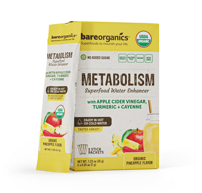 Bare Organics Metabolism Blend Superfood Water Enhancer Stick Packets 5 ct-OUT OF STOCK
