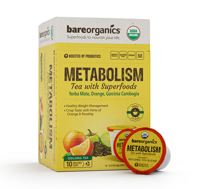 Bare Organics Metabolism Tea w/ Superfoods Single Serve Cups 10 ct
