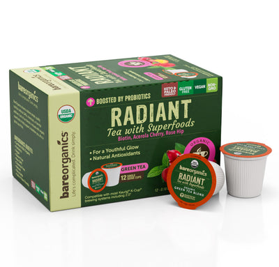 Bare Organics Organic Beauty Tea w/ Superfoods Single Serve Cups 10 ct