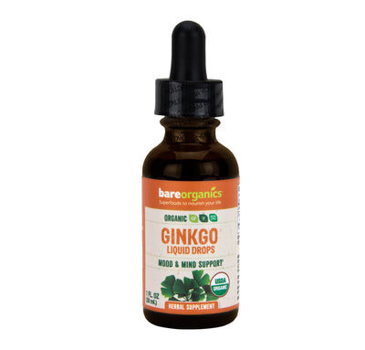 Bare Organics Organic Ginkgo Leaf Liquid Drops 1 ounce