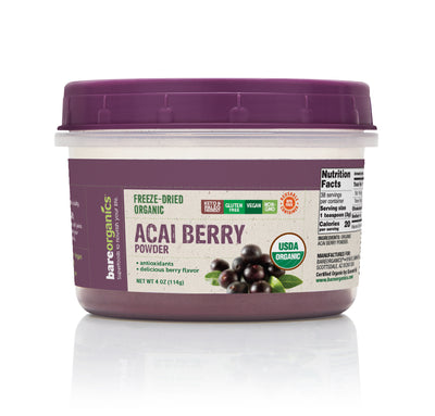 Bare Organics Raw Organic Acai Powder 4 ounce