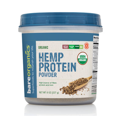 Bare Organics Raw Organic Hemp Protein Powder 8 ounce