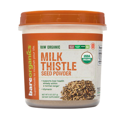 Bare Organics Raw Organic Milk Thistle Seed Powder 8 ounce