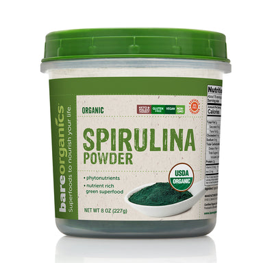 Bare Organics Raw Organic Spirulina Powder 8 ounce