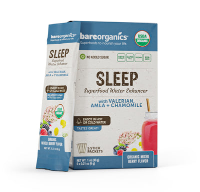 Bare Organics Sleep Blend Superfood Water Enhancer Stick Packets 12 ct-OUT OF STOCK