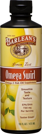Barleans - Omega Swirl:Omega-3 Fish Oil Lemon Zest Supplement 16 oz