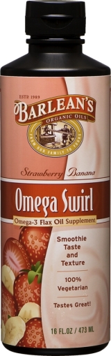Barleans - Omega Swirl:Omega-3 Flax Oil Strawberry Banana 16 oz.