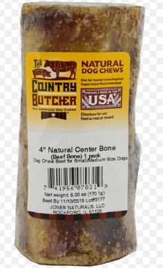 Country Butcher Natural Dog Chews Beef Center Bone 4"inch