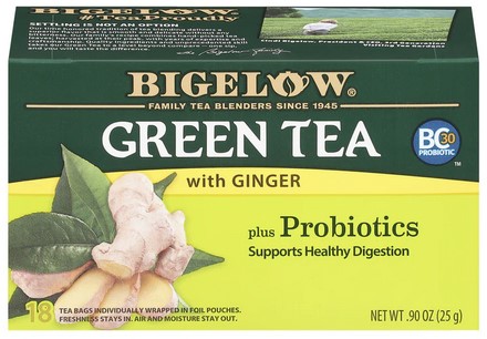 Bigelow Tea Green Ginger Probiotic18 bags  0.9oz