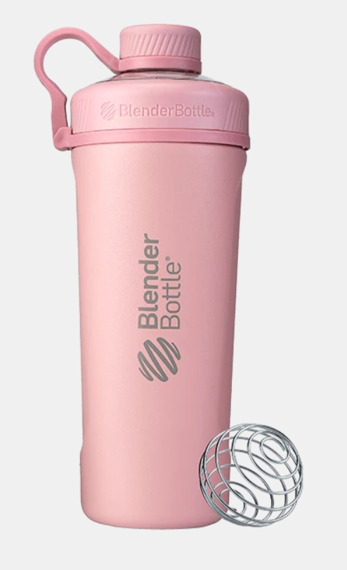 BlenderBottle Radian Shaker Cup Insulated Stainless Steel Water Bottle with Wire Whisk, 26-Ounce Color Pink Rose