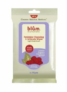 Blum Naturals Feminine Cleansing & Intimate Wipes- Light Fresh Scent 15 CT