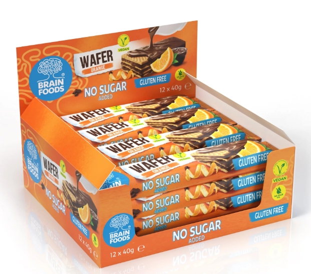 Brain Foods - Wafer  Orange Flavor No Sugar 12 bars 